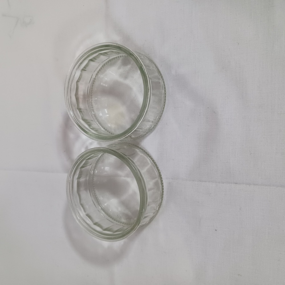 Unbranded Glass Ramekins Clear Excellent Fluted Custard Cups Set of 2 3.25x1.50"